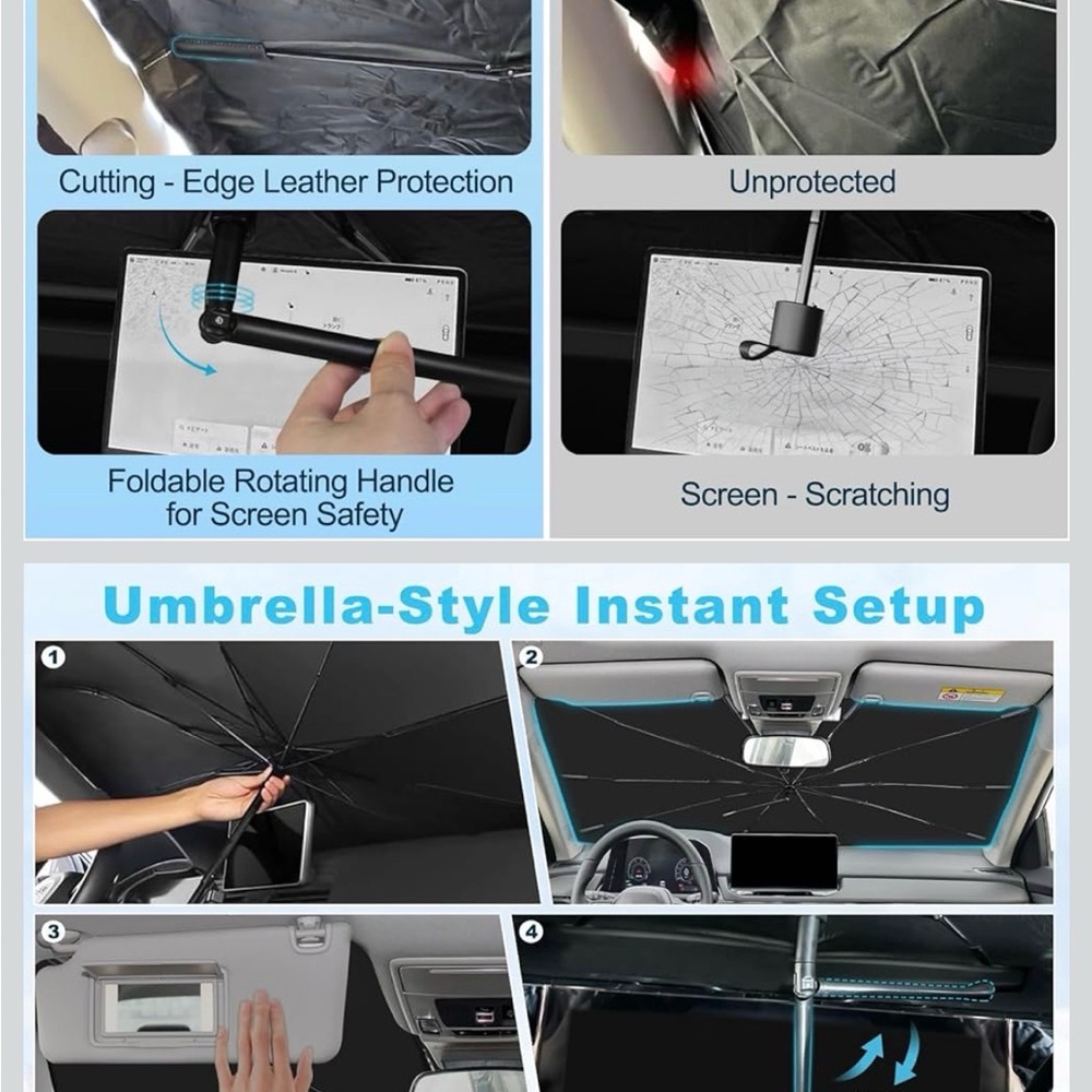 Jeep Grand Cherokee WL/L 2022-2025 Windshield Sun Shade Umbrella - Custom Fit - Picture 6 of 7
